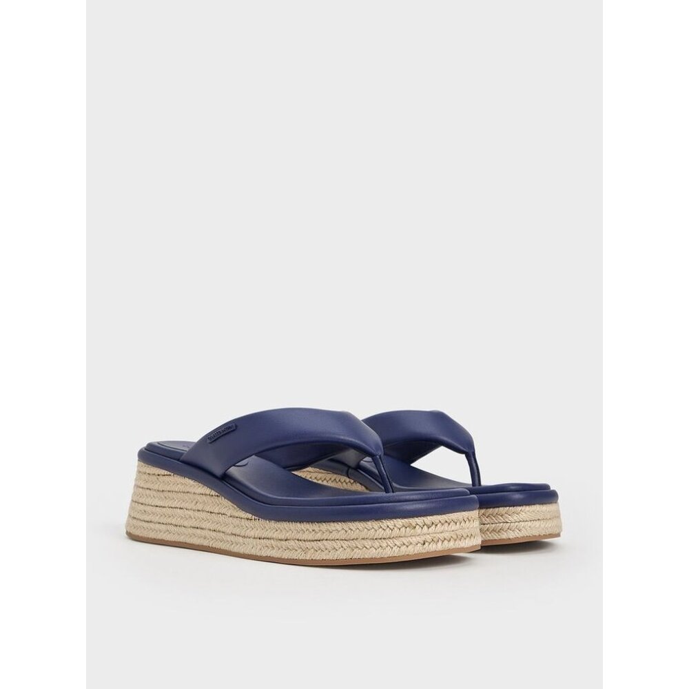Charles & Keith Espadrille Thong Sandals in Dark Blue - Picture 2 of 7